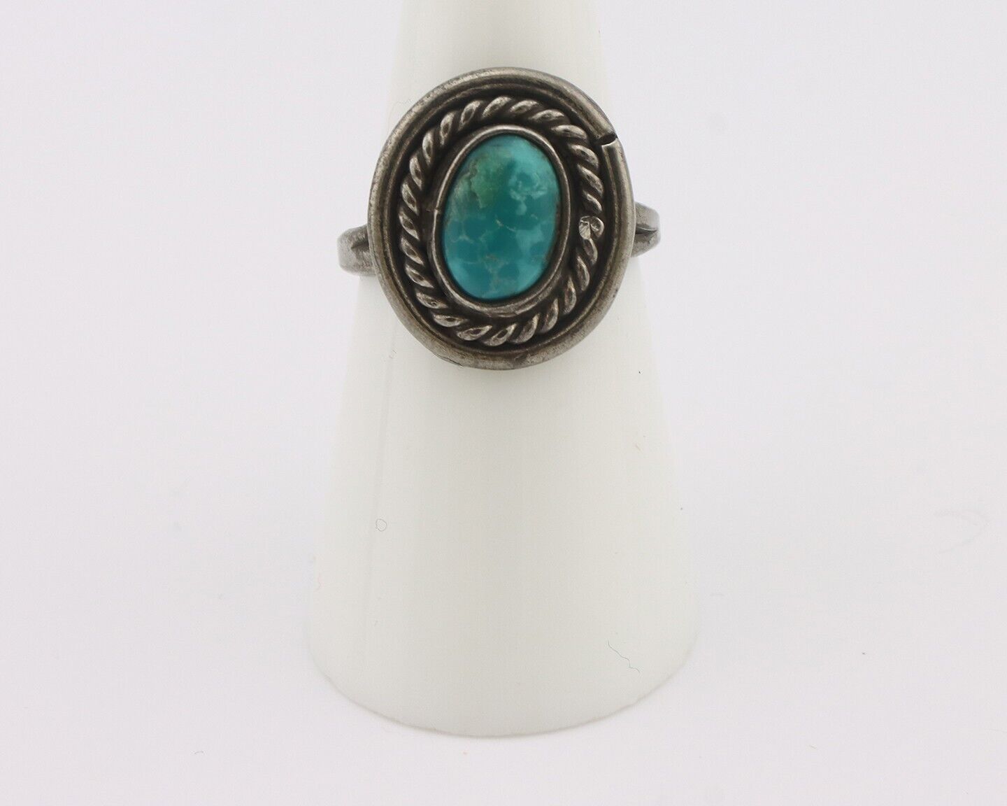 Navajo Handmade Ring 925 Silver Kingman Turquoise Native Artist C.80's