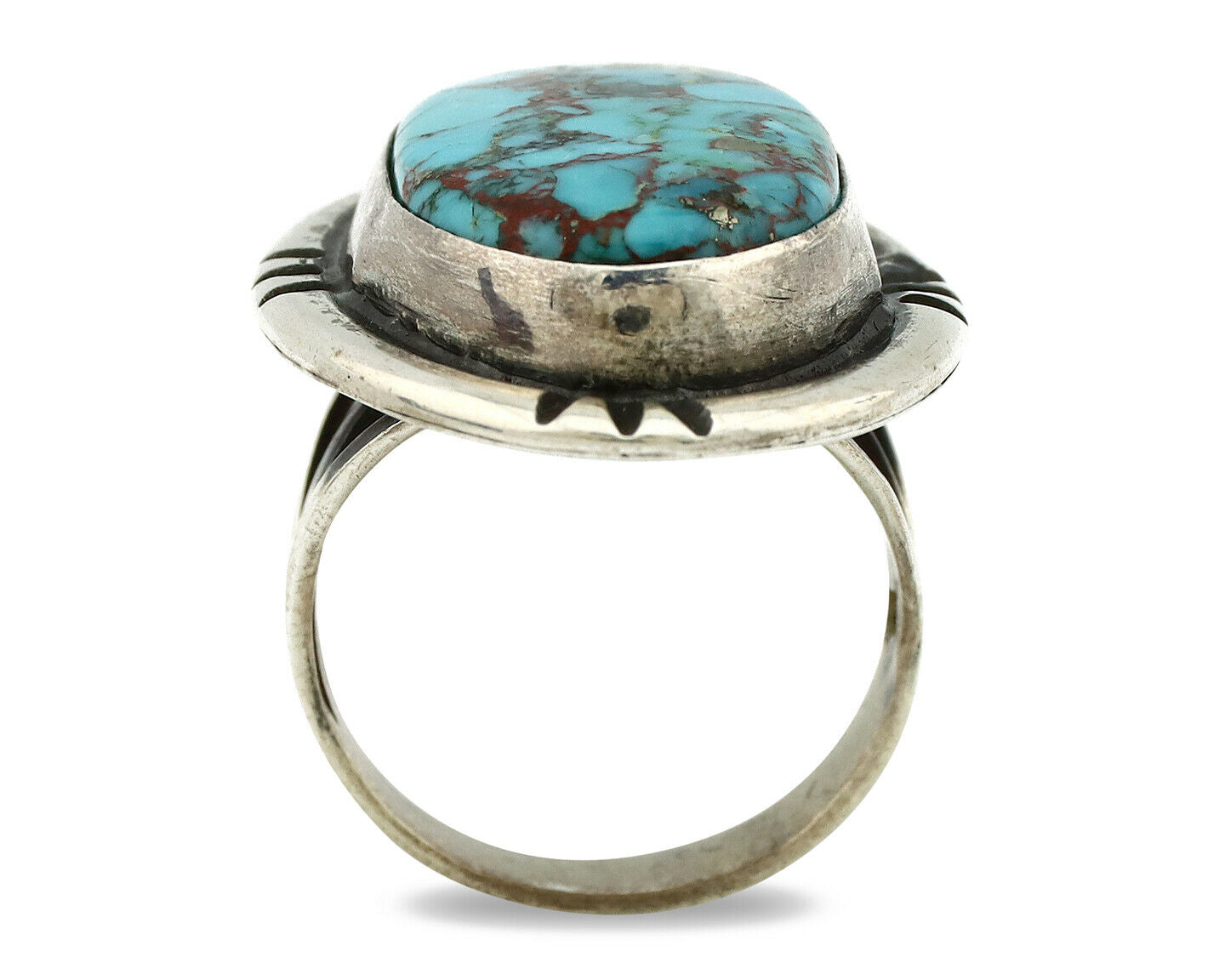 Navajo Ring .925 Silver Blue Turquoise Native American Artist C.80's