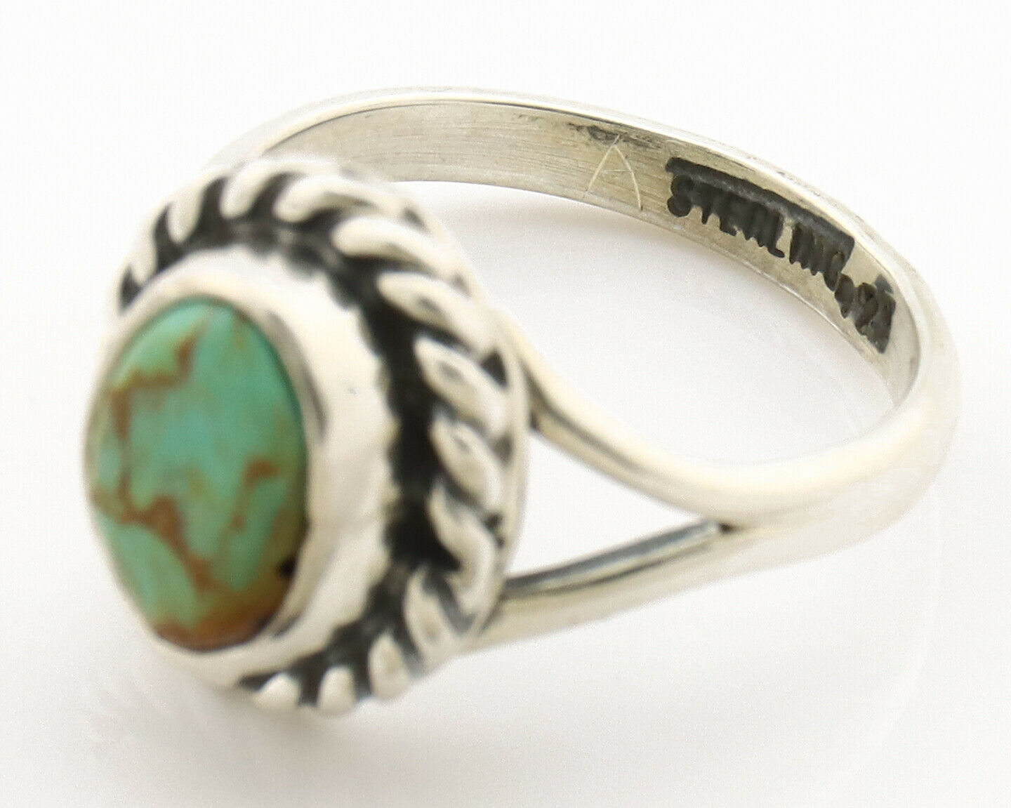 Navajo Ring .925 Silver Kingman Turquoise Artist Signed Gecko C.90's
