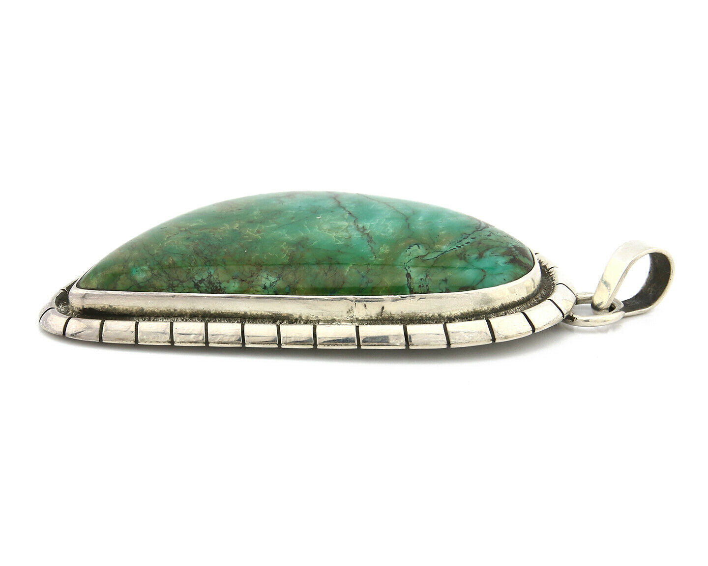 Navajo Pendant .925 Silver Natural Slab Turquoise Native Artist C.80's