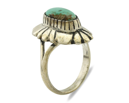 Navajo Ring .925 Silver Natural Mined Turquoise Artist Signed M Montoya C.80's