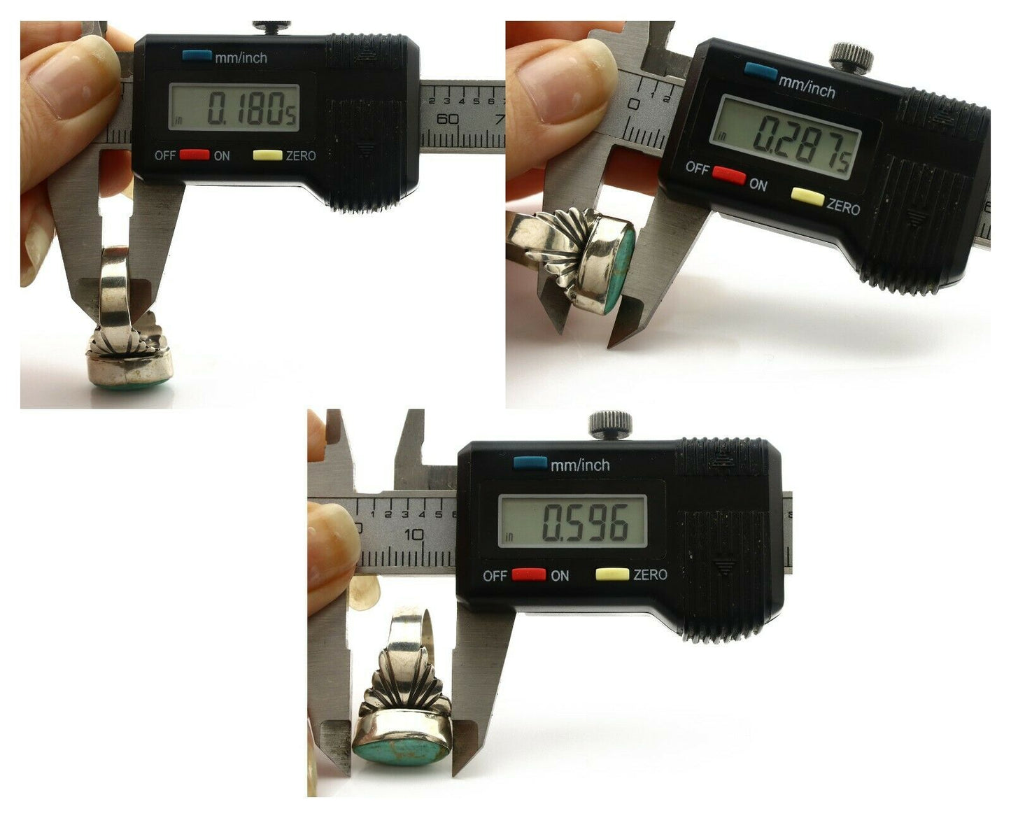 Navajo Ring .925 Silver Kingman Turquoise Artist Signed Apache C.80's