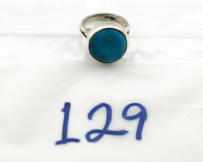 Navajo Shield Ring .925 Silver Kingman Turquoise Native American Artist C.80's