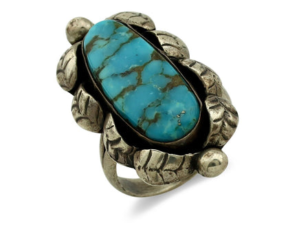 Navajo Ring 925 Silver Morenci Turquoise Native American Artist C.80's