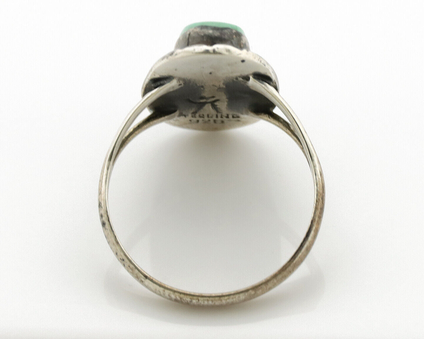 Navajo Ring 925 Silver Blue Turquoise Artist Signed C.80s