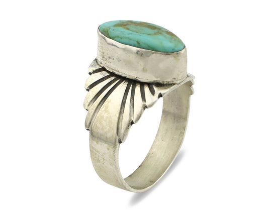 Navajo Ring .925 Silver Kingman Turquoise Artist Signed Apache C.80's