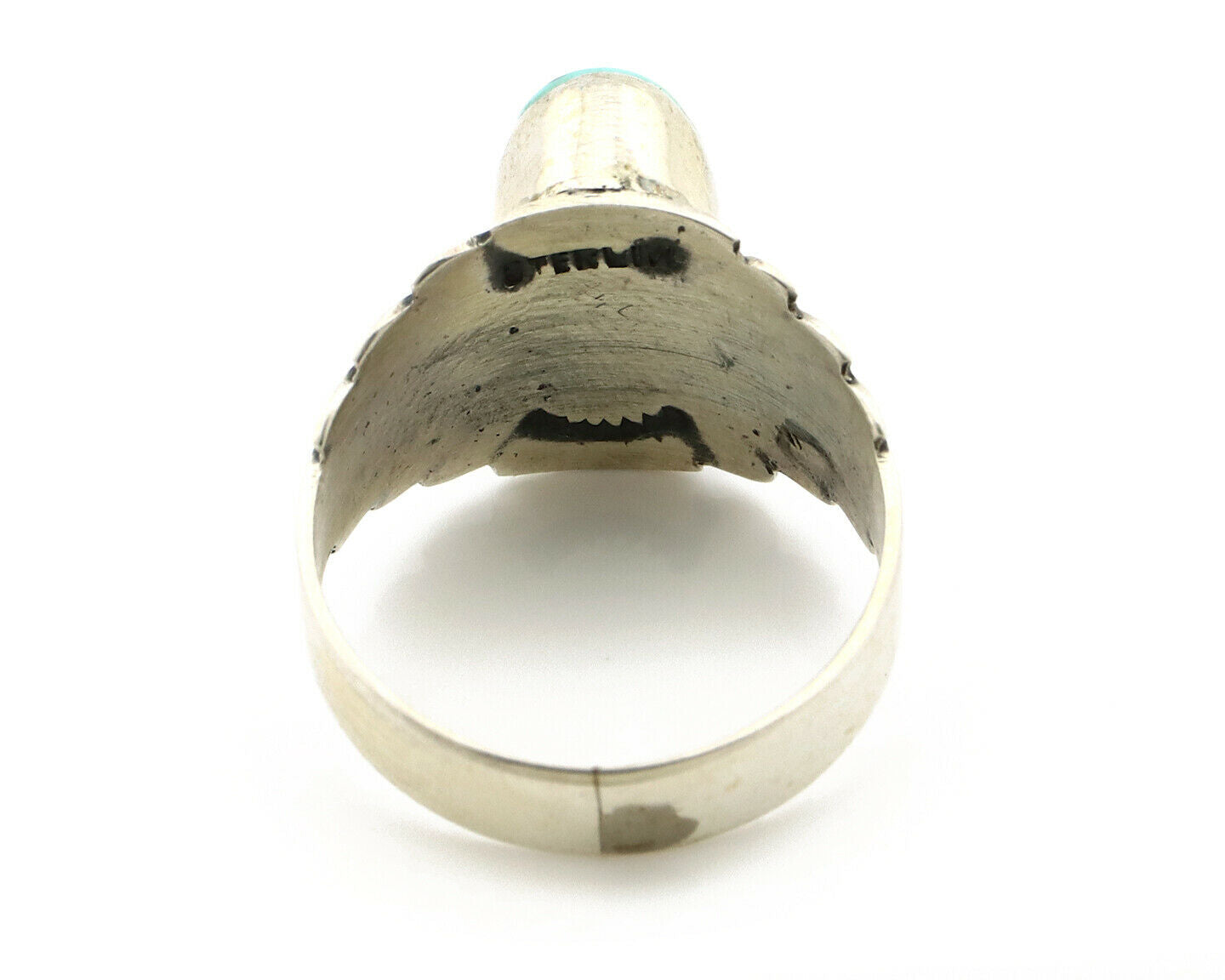 Navajo Ring .925 Silver Kingman Turquoise Artist Signed Apache C.80's