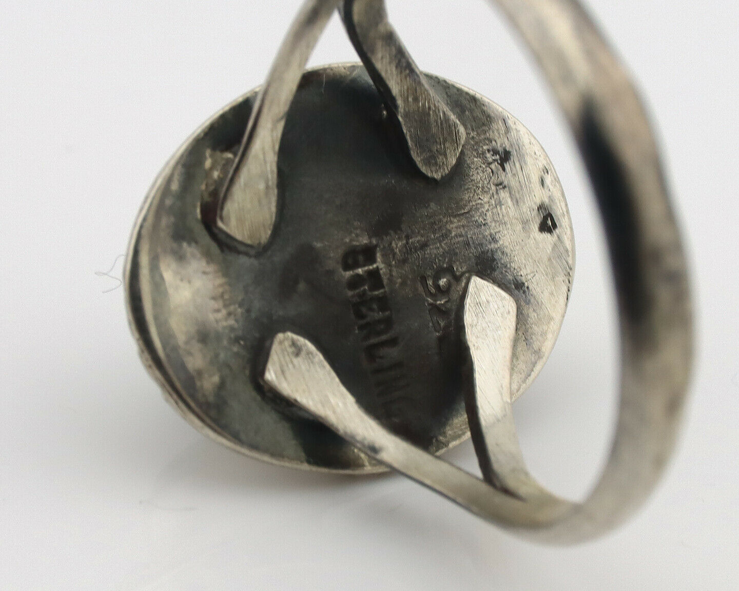 Navajo Ring .925 Silver Natural Mined Turquoise Native Artist Signed C.80's