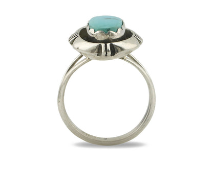 Navajo Ring .925 Silver Kingman Turquoise Handmade Native American Artist C.80's