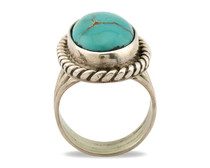 Navajo Ring .925 Silver Kingman Turquoise Native American Artist C.1980s