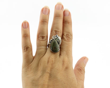 Navajo Ring .925 Silver Spiderweb Turquoise Native American Artist C.1980s