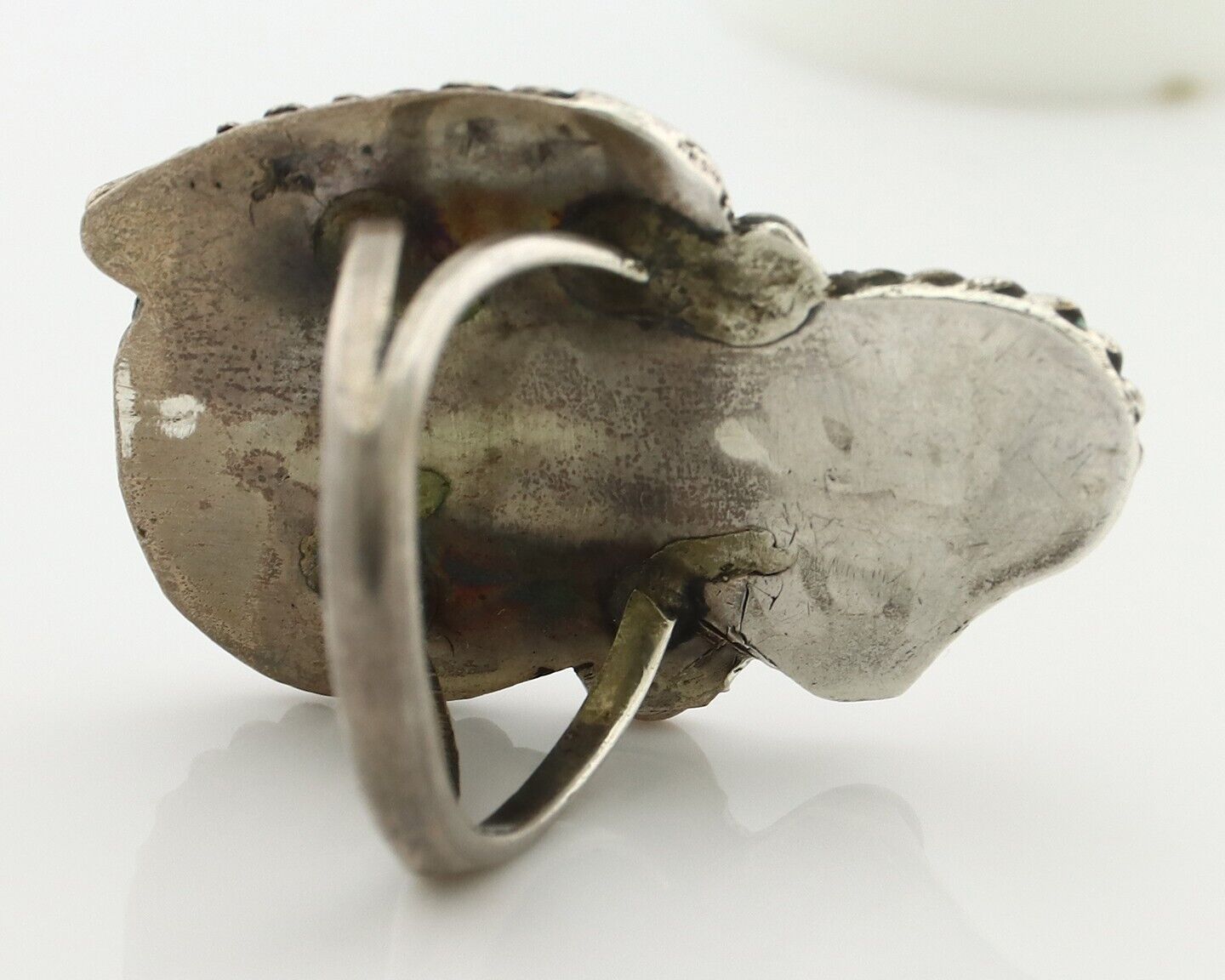 Navajo Handmade Ring 925 Silver Turquiose & Coral Native American Artist C.80's