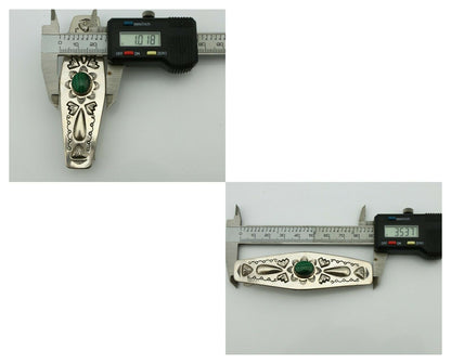 Women's Navajo Hair Clip .925 Silver Malachite Artist Signed LS C.80's
