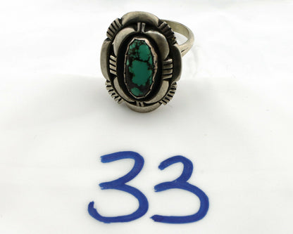 Navajo Ring .925 Silver Spiderweb Turquoise Artist Signed L. M. Nez C80s