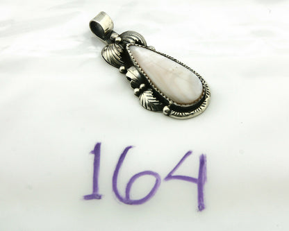 Navajo Pendant .925 Silver Real Natural Pink Mussel Signed Yazzie C.80's