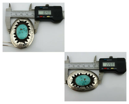 Navajo Pendant .925 Silver Blue Turquoise Native American C.80's