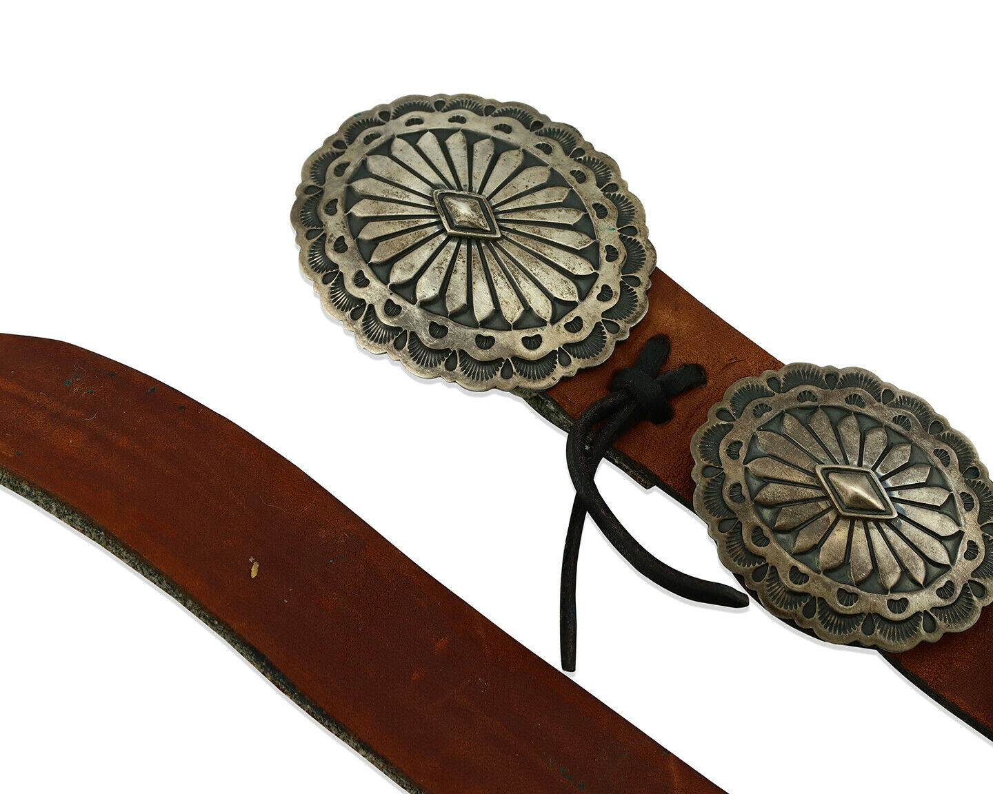 Navajo Concho Belt .925 Silver Hand Stamped Artist Signed Bruce Morgan C.80's