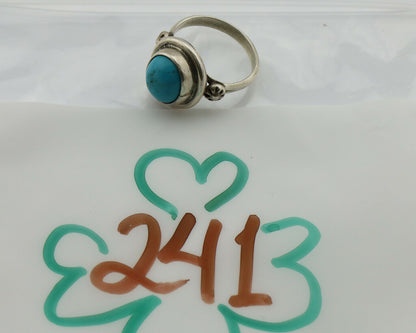Navajo Ring .925 Silver Sleeping Beauty Turquoise Native American Artist C.1980s