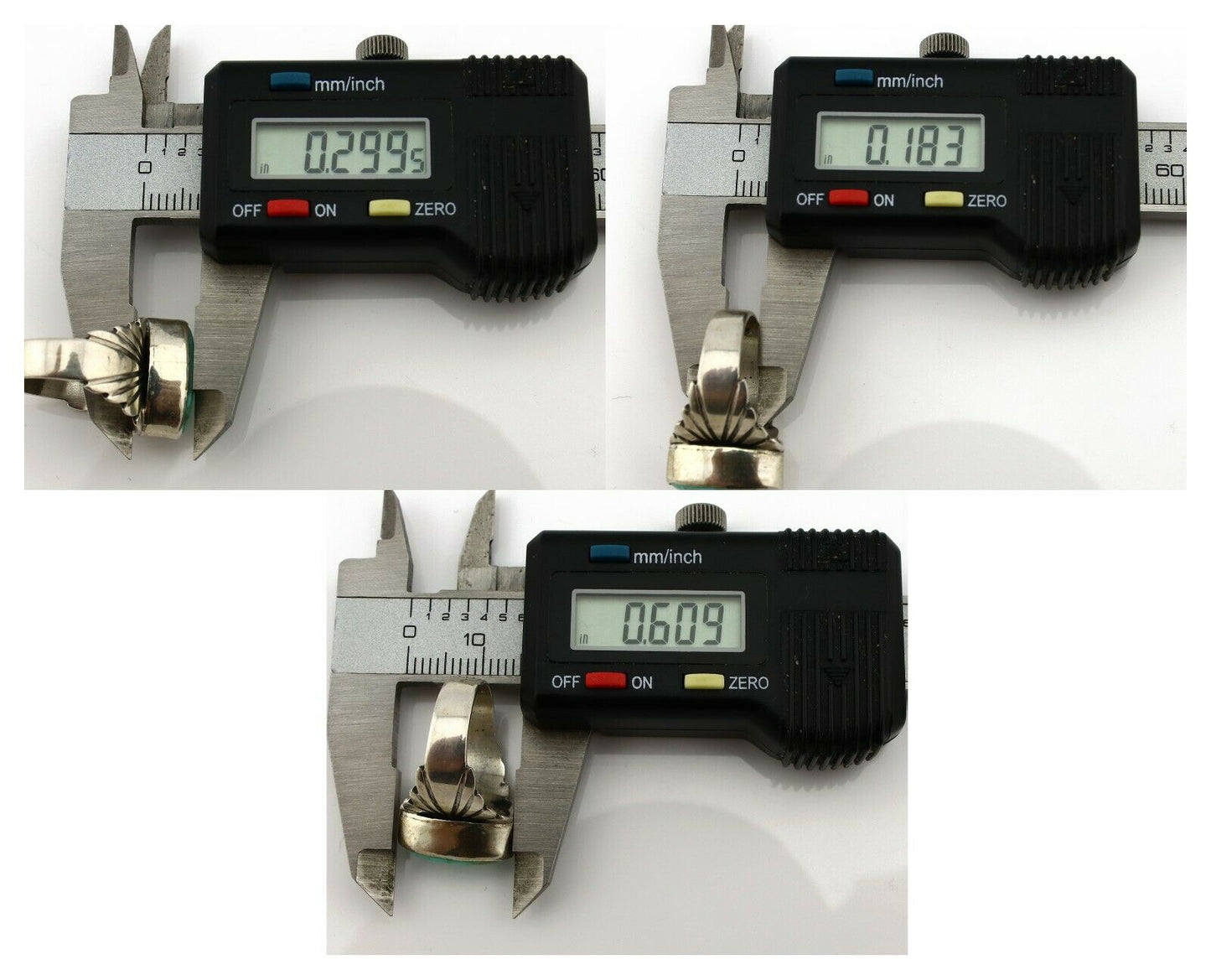 Navajo Ring .925 Silver Kingman Turquoise Artist Signed Apache C.80's