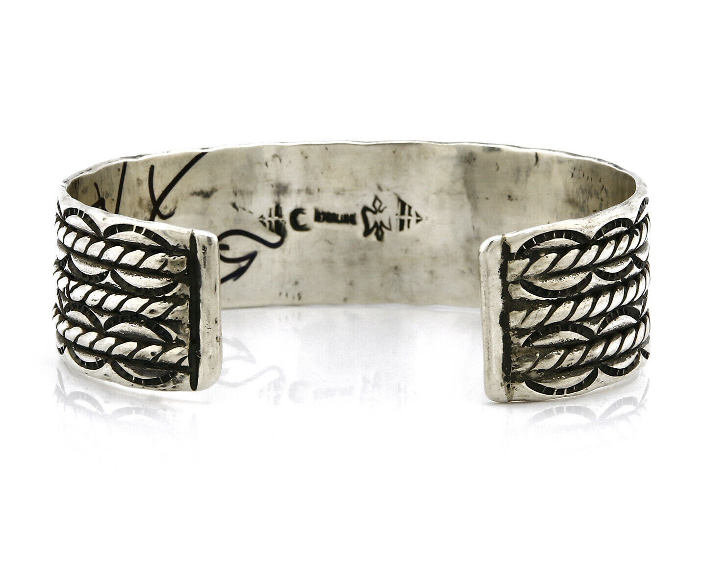 Women's Navajo Bracelet .925 Silver Handmade Cuff Signed Montoya C.1980's