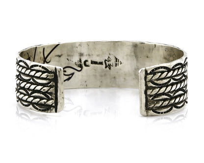 Women's Navajo Bracelet .925 Silver Handmade Cuff Signed Montoya C.1980's