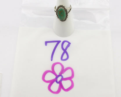 Navajo Ring .925 Silver Natural Mined Turquoise Native Artist Signed C.80's