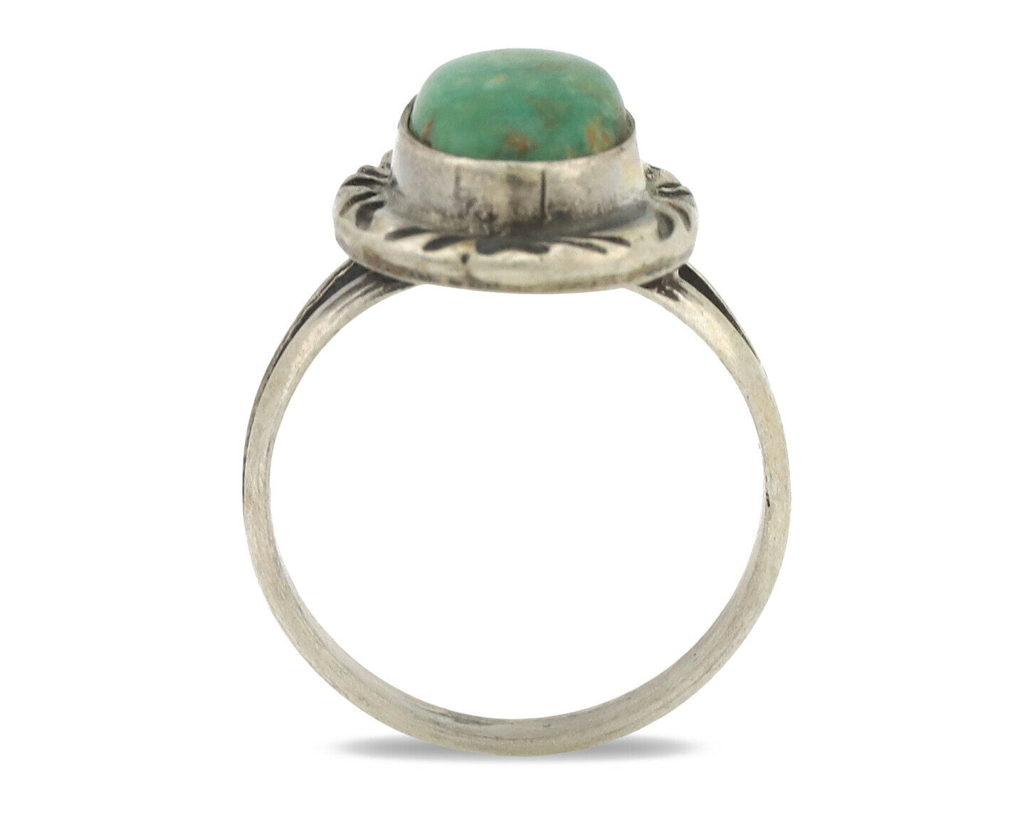 Navajo Ring .925 Silver Natural Mined Turquoise Native Artist Signed C.80's