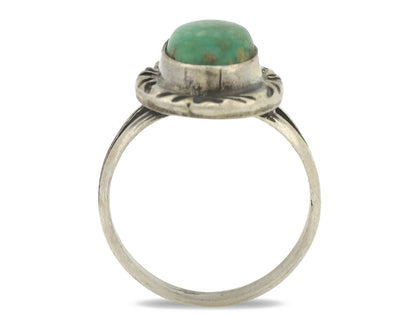 Navajo Ring .925 Silver Natural Mined Turquoise Native Artist Signed C.80's