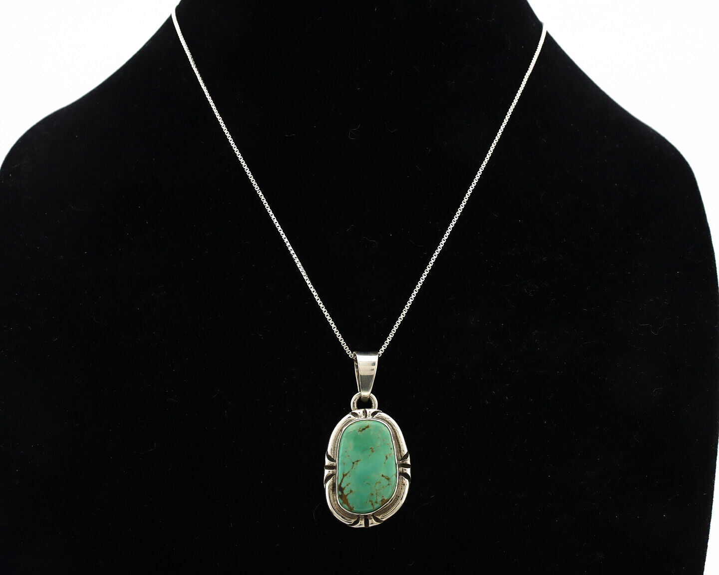 Navajo Necklace 925 Silver Kingman Turquoise Artist Signed Gecko C.80's