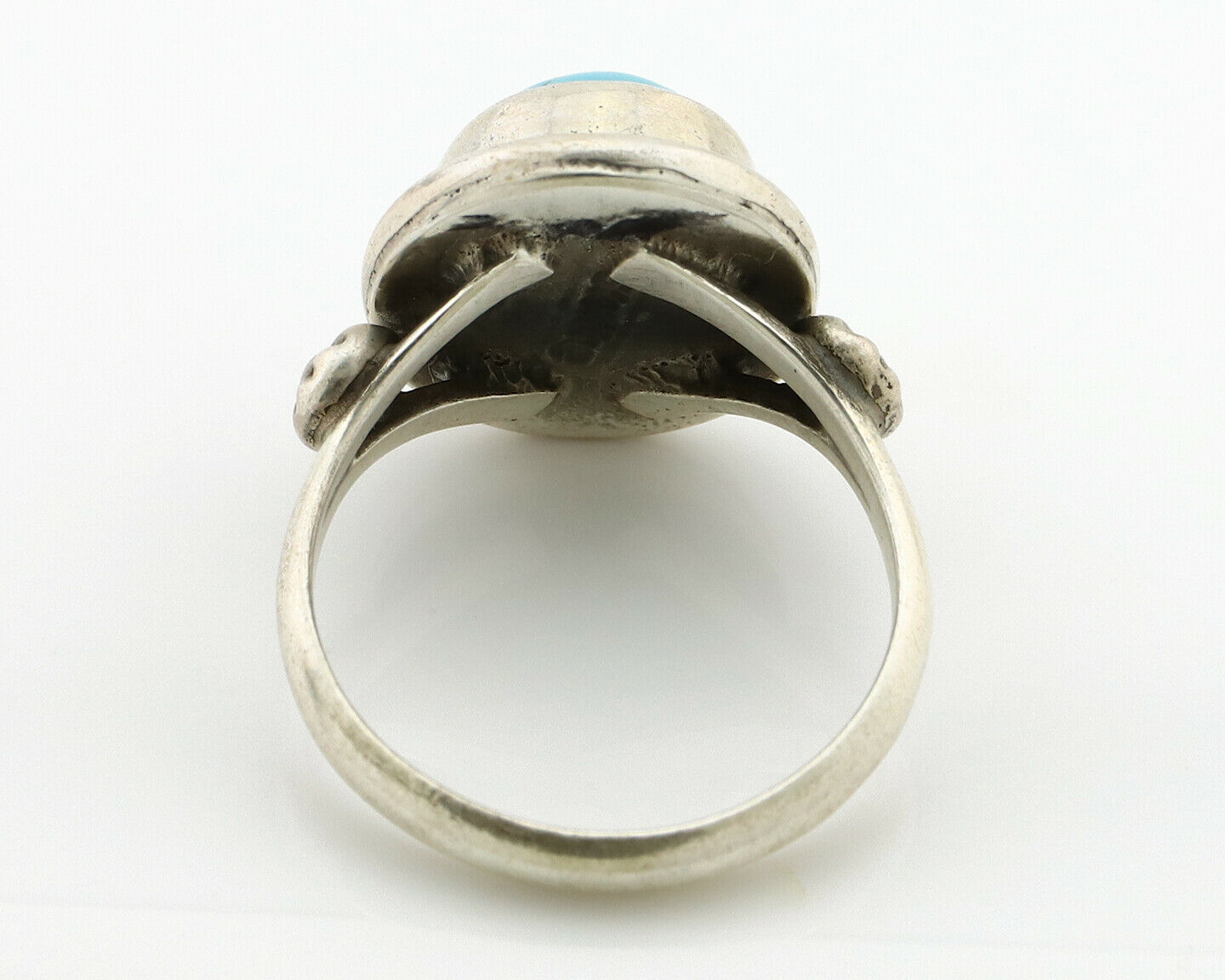 Navajo Ring .925 Silver Sleeping Beauty Turquoise Native American Artist C.1980s