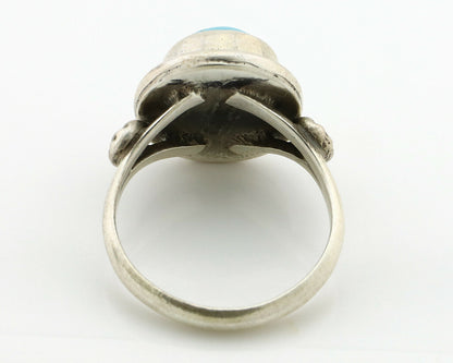 Navajo Ring .925 Silver Sleeping Beauty Turquoise Native American Artist C.1980s