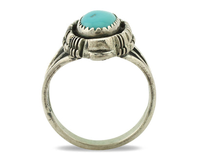 Navajo Ring .925 Silver Sleeping Beauty Turquoise Signed Yazzie C.80's