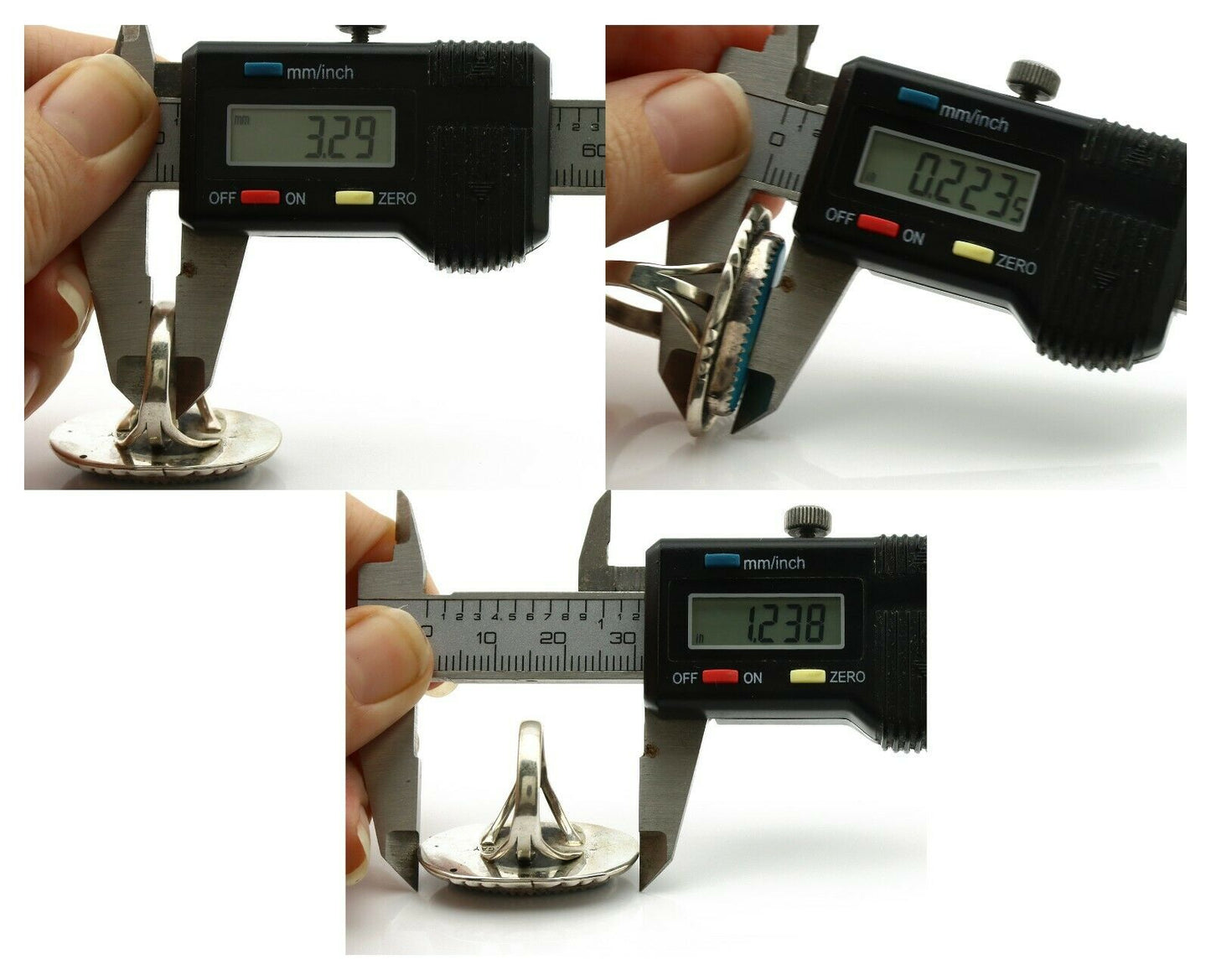 Navajo Ring .925 Silver Kingman Turquoise Artist Native American C.1980's