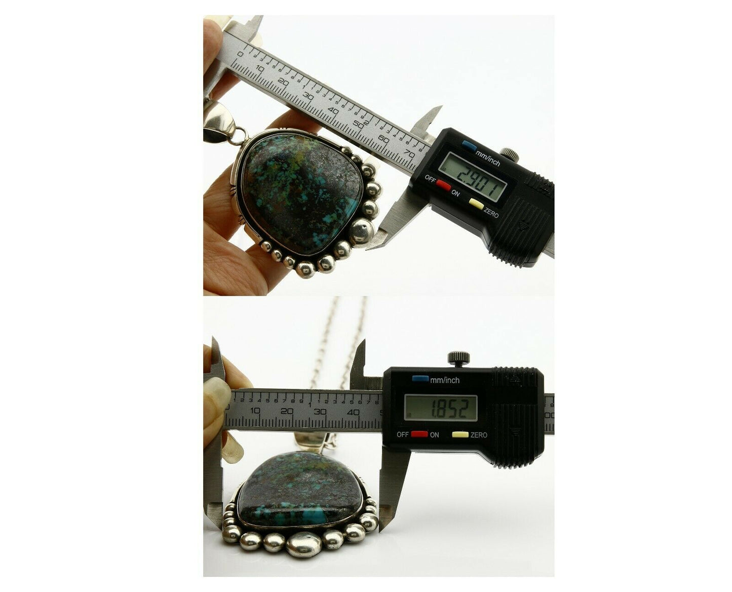 Old Pawn Navajo Signed "D" Natural Mined Blue Diamond Turquoise .925 Necklace