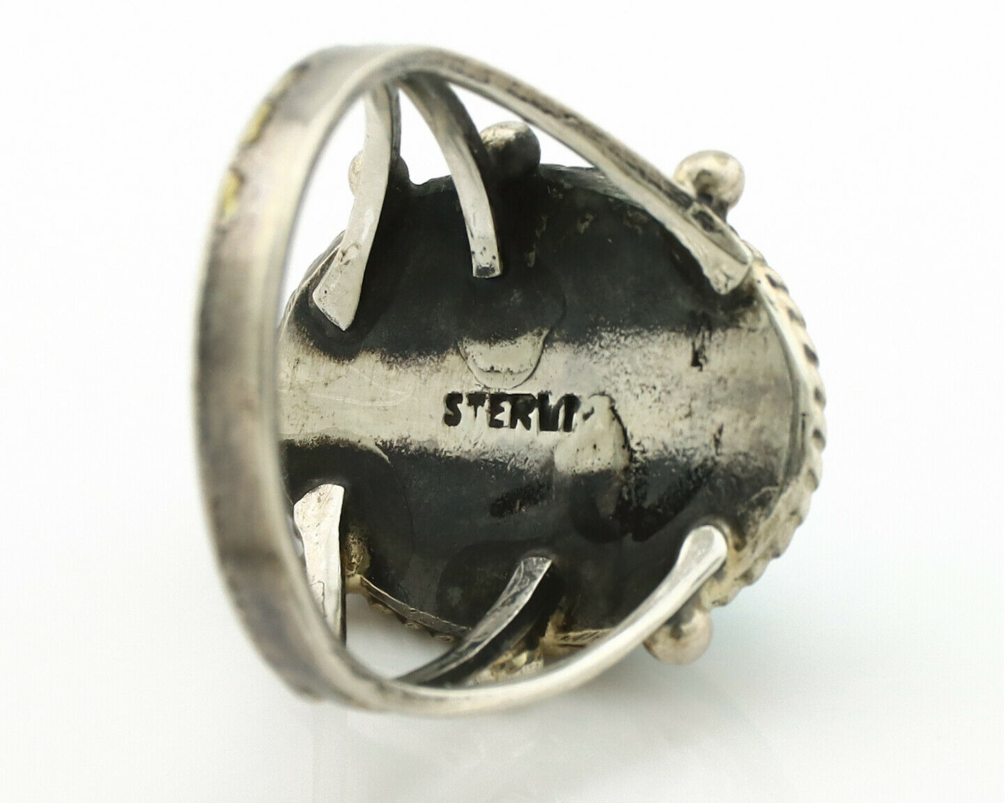 Navajo Ring .925 Silver Blue Turquoise Native American Artist C.1980's