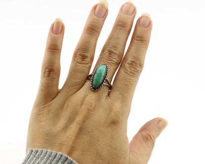 Navajo Ring .925 Silver Nevada Turquoise Artist Native American C.1980's