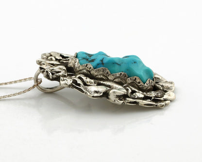 Navajo Necklace 925 Silver Blue Turquoise Native American Artist Signed C.80's