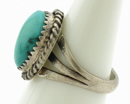 Navajo Ring .925 Silver Natural Blue Turquoise Native American Artist C.1980's