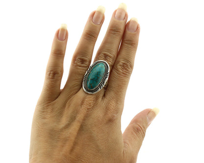 Navajo Ring .925 Silver Turquoise Mountain Native American C.80's