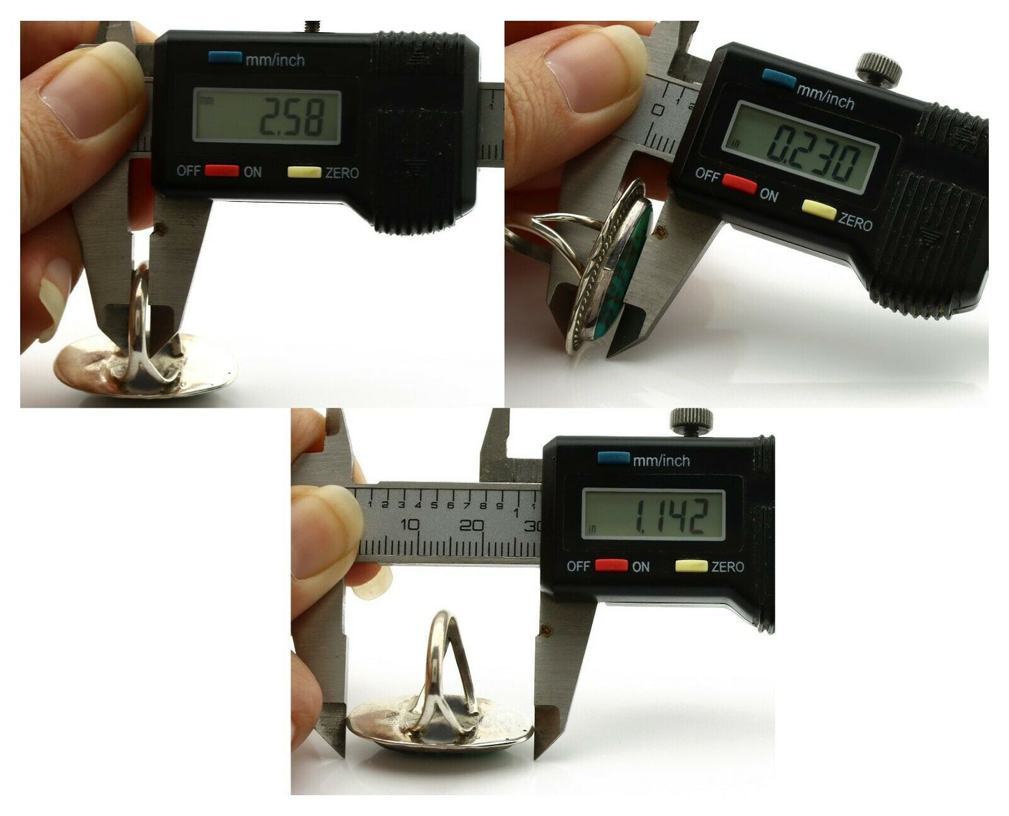 Navajo Ring .925 Silver Kingman Turquoise Native American Artist C.1980's