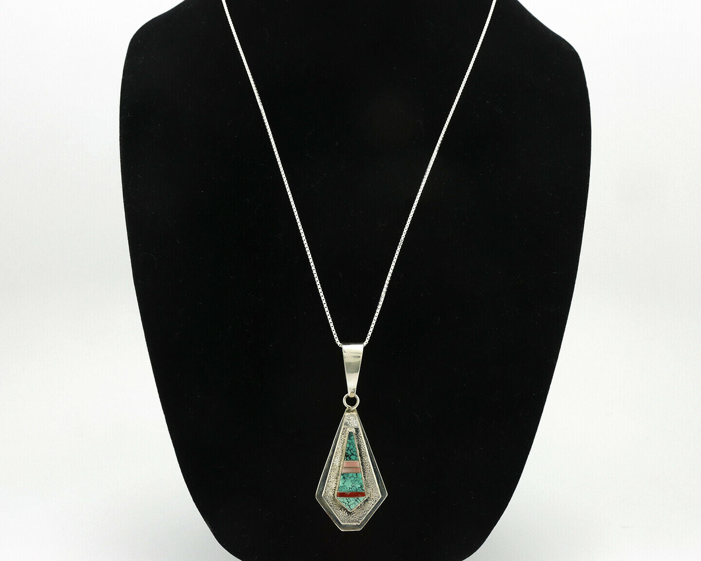 Navajo Necklace .925 Silver Spiderweb Turquoise Signed FIJ C.80's
