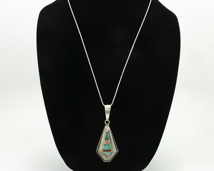 Navajo Necklace .925 Silver Spiderweb Turquoise Signed FIJ C.80's