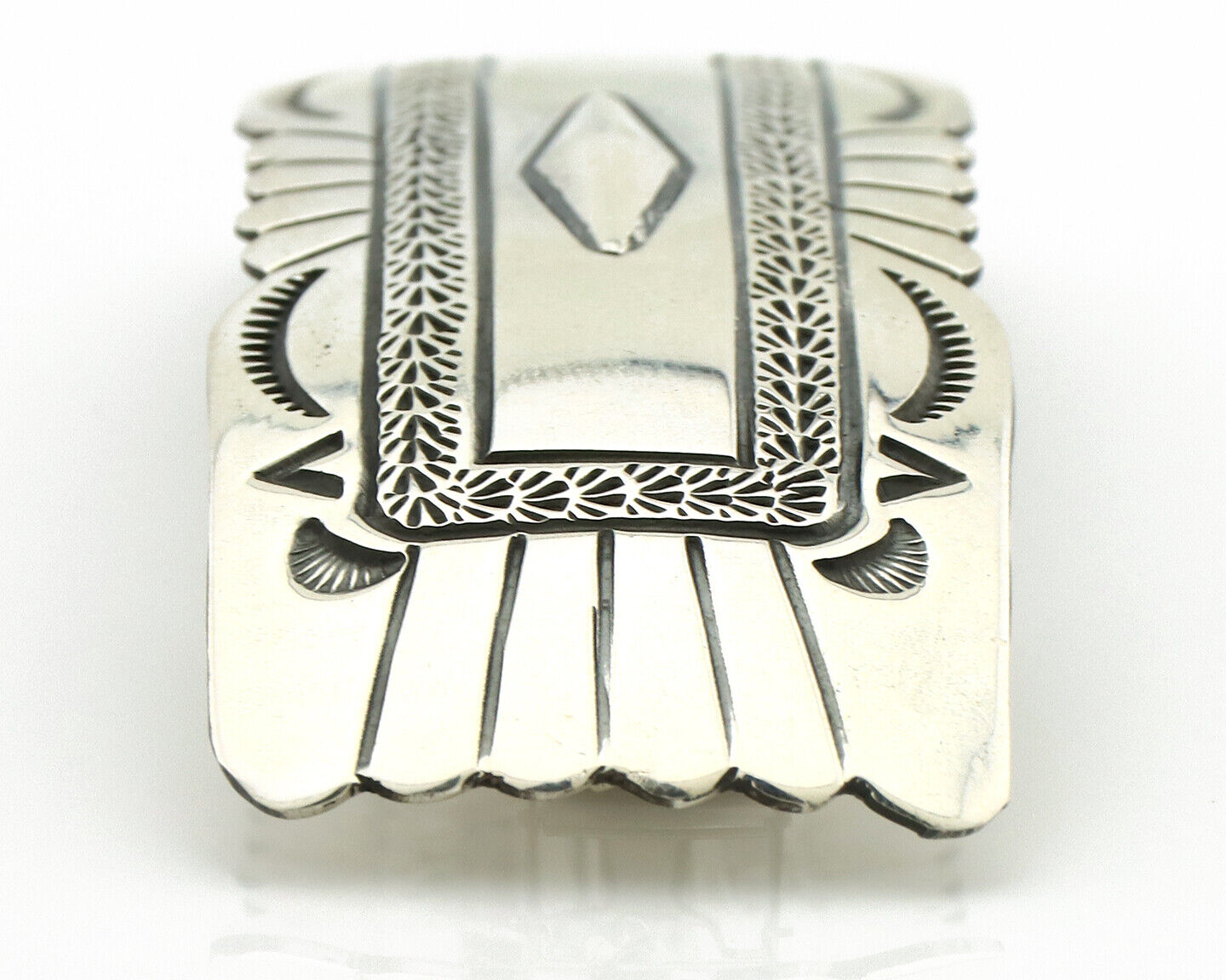 Navajo Hair Clip Barrette .925 Silver Hand Stamped Artist Signed Harold Tom C80s