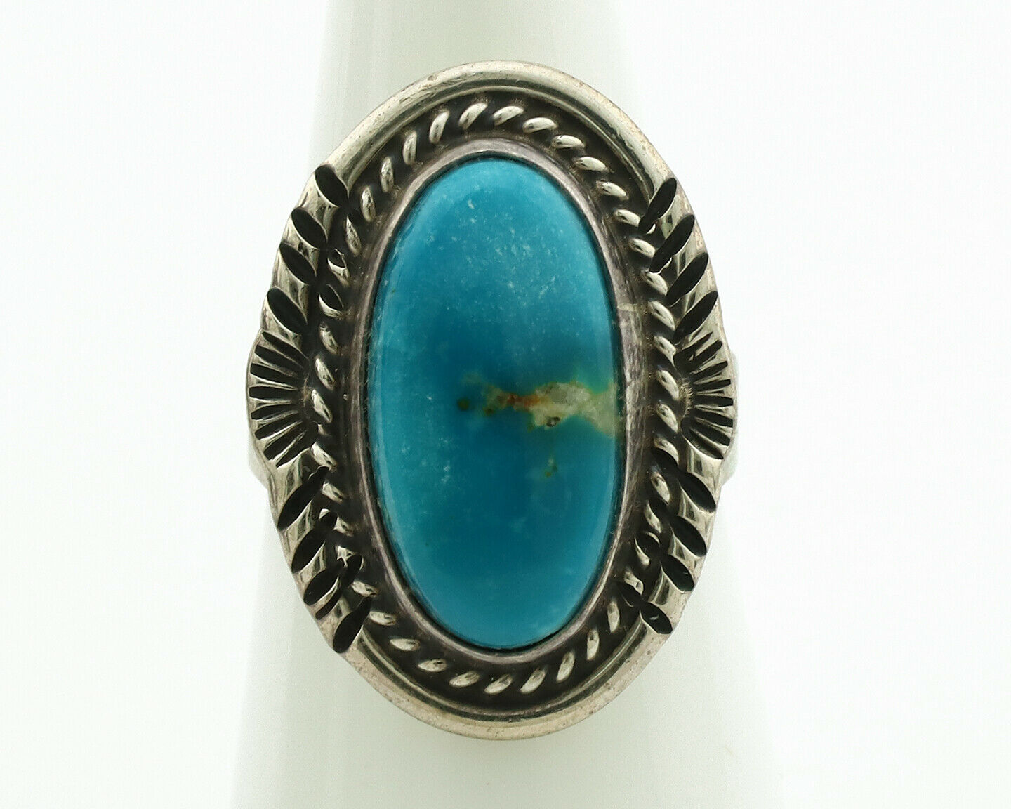 Navajo Ring .925 Silver Turquoise Signed M Begay C.1980's