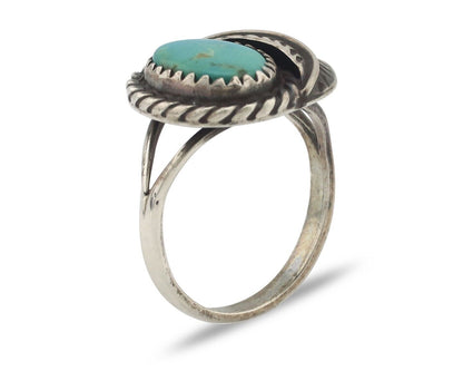 Navajo Handmade Ring 925 Silver Kingman Turquoise Native Artist C.80's