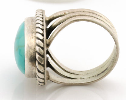 Navajo Ring .925 Silver Kingman Turquoise Native American Artist C.1980s