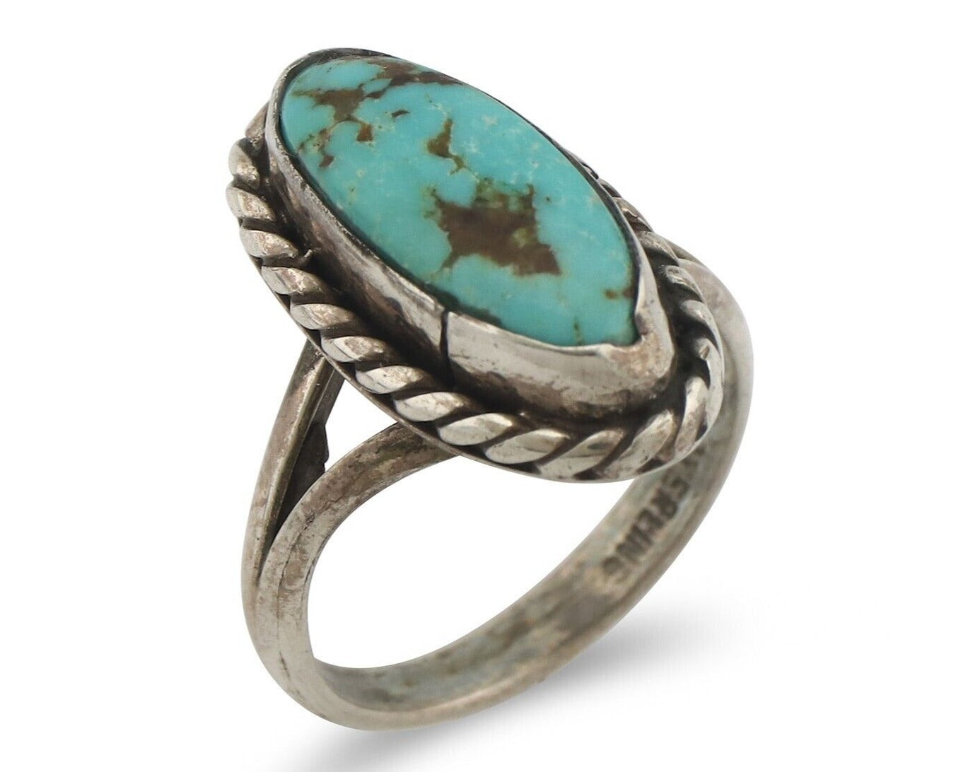 Navajo Handmade Ring 925 Silver Kingman Turquoise Native Artist C.80's