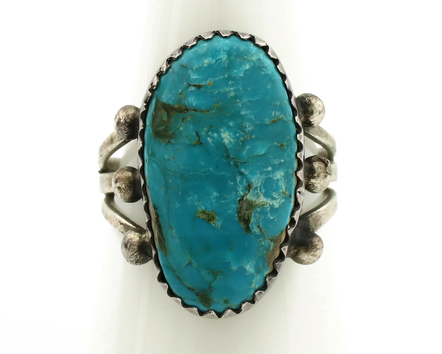 Navajo Ring .925 Silver Blue Turquoise Native American Artist C.1980's