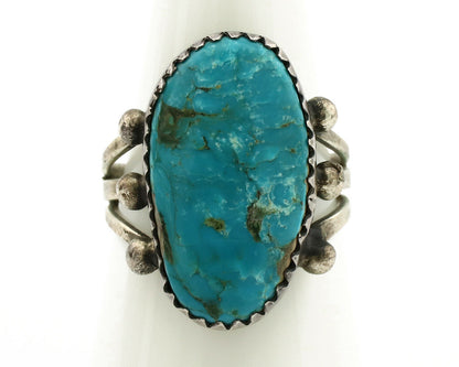 Navajo Ring .925 Silver Blue Turquoise Native American Artist C.1980's