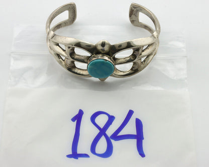 Navajo Bracelet .925 Silver Blue Turquoise Native American Artist C.80's